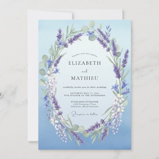 Convite Casamento Coroa de Ágata Azul (Frente)
