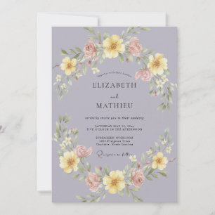 Convite Casamento Coroa de Amarelo e Malva