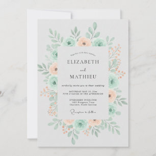 Convite Casamento Coroa de Apricot Mint