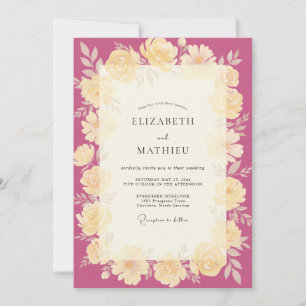 Convite Casamento Coroa de Creme Magenta