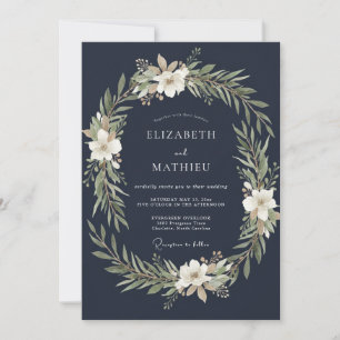 Convite Casamento Coroa de Noiva Branco Meia-Noite