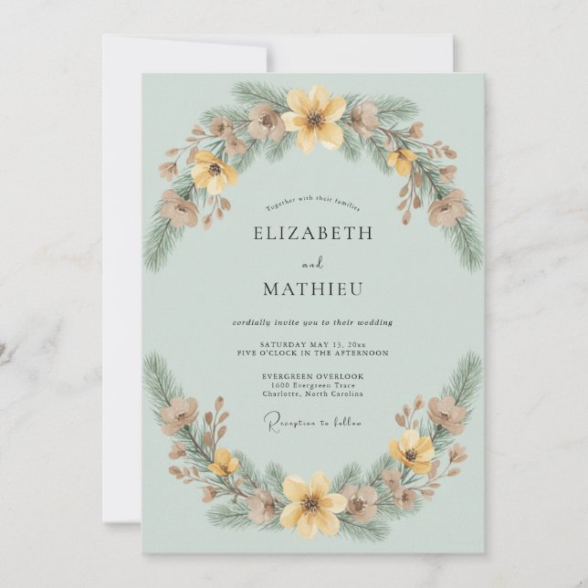 Convite Casamento Coroa de Ouro Celadon (Frente)