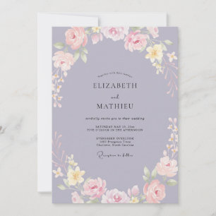 Convite Casamento Coroa de Pétala de Lilás Rosa