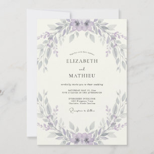 Convite Casamento Coroa de Prata e Lavanda