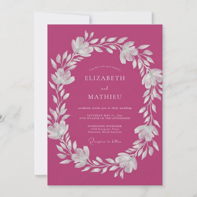 Convite Casamento Coroa Magenta (Frente)