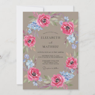 Convite Casamento Coroa Magenta Taupe