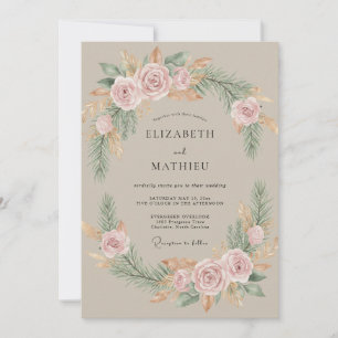 Convite Casamento Coroa Rosa Taupe