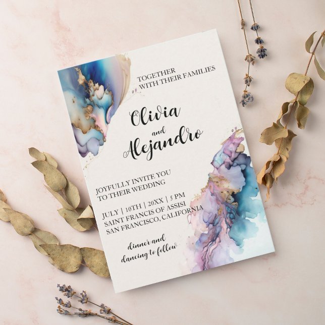 Convite Casamento Cósmico De Aquarela (Criador carregado)