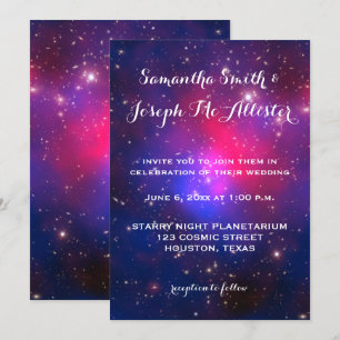 Convite Casamento Cósmico de Cluster de Galáxias Azul e 