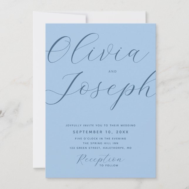 Convite Casamento Costeira Azul Céu Pastel | Foto + Código (Frente)