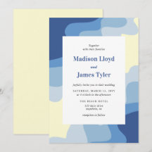 Casamento Costeira Ondulado Azul Moderno