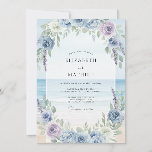 Convite Casamento Costeira Pérola Azul (Frente)
