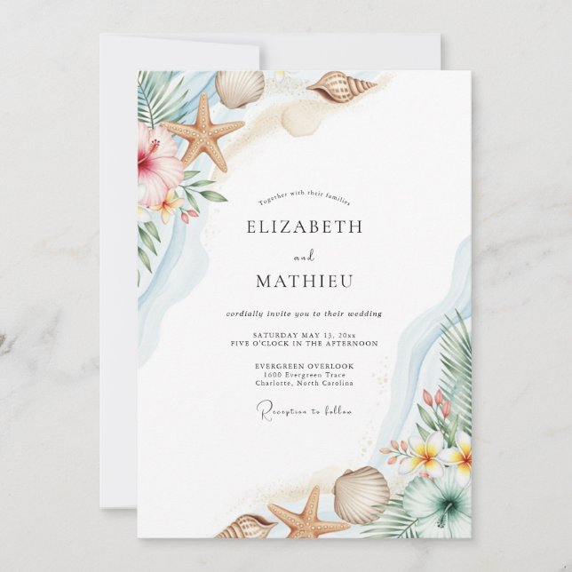 Convite Casamento Costeiro Aqua Breezy (Frente)