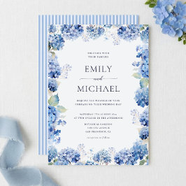 Convite Casamento Costeiro com Aquarela de Hortênsia Azul
