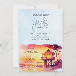 Convite Casamento Costeiro de Destino de Praia Sunset