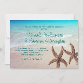 Convite Casamento Costeiro de Duas Estrelas do Mar Tropica