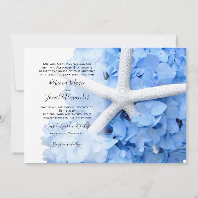 Convite Casamento Costeiro de Nomes de Pais de Jardim Cost (Frente)