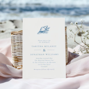 Convite Casamento Costeiro de Vintage Floral Seashell Mini