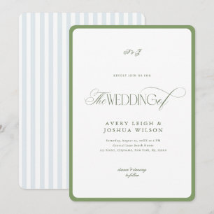 Convite Casamento Costeiro em Tons de Verde e Azul Elegant