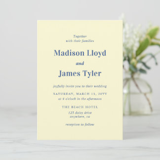 Convite Casamento Costeiro Simples Amarelo Moderno