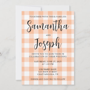 Convite Casamento Country com Ginga de Pêssego e Branco