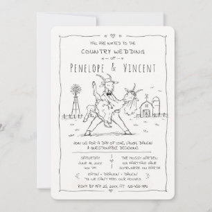Convite Casamento Country Dancing Goats