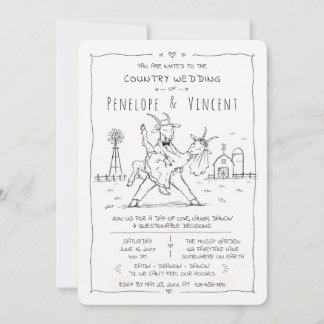 Convite Casamento Country Dancing Goats