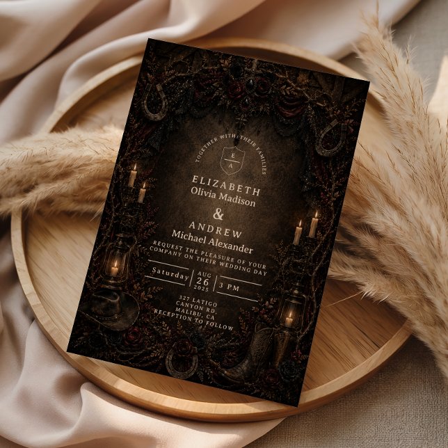Convite Casamento Country Goth Ocidental (Criador carregado)