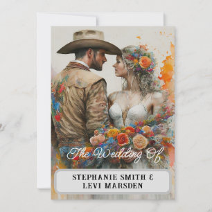 Convite Casamento Country Western Aquarela