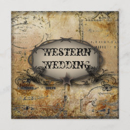 Convite casamento country western arame farpado rústico