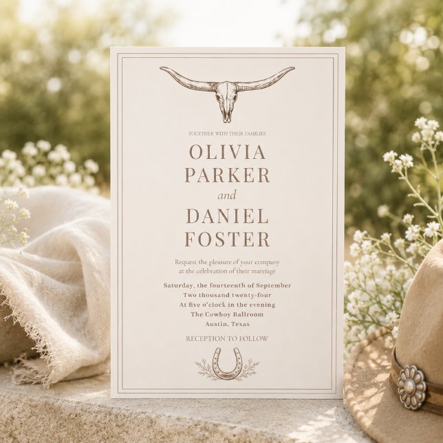 Convite Casamento Country Western Rústico com Ferradura (Criador carregado)