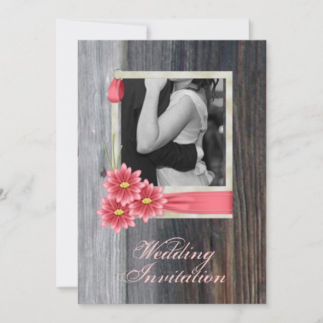 Convite casamento country western rustico margarida (Frente)