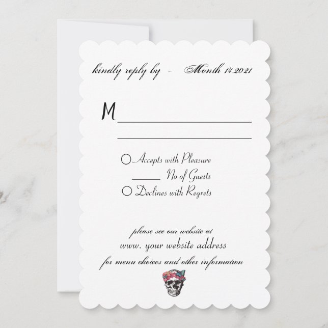 Convite Casamento Crânio - Até A Morte Nós Fazemos Parte D (Verso)