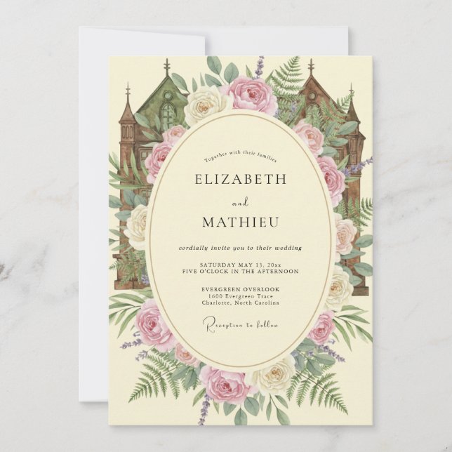 Convite Casamento Creme de Rubor Eucalipto (Frente)