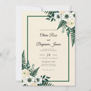 Convite Casamento Creme Esmeralda Samambaia