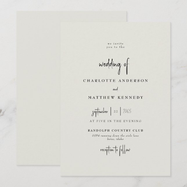 Convite Casamento Creme Fiel para Sempre (Frente/Verso)
