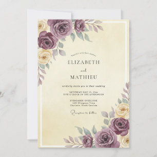 Convite Casamento Creme Rosa Malva