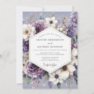 Convite Casamento Crepuscular Floral de Lavanda