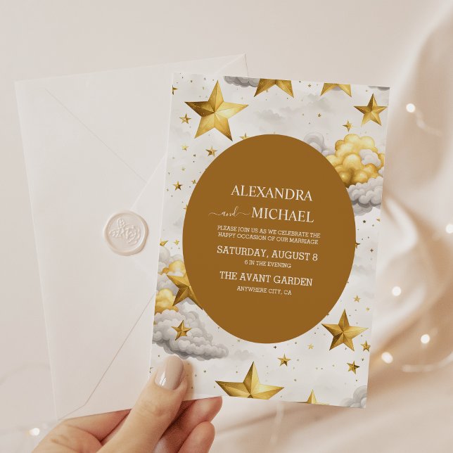 Convite Casamento Crescente Lua Celestial (Criador carregado)