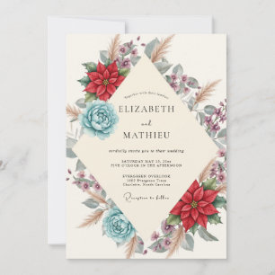 Convite Casamento Crimson Aqua Dahlia