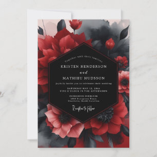 Convite Casamento Crimson Noir Bloom