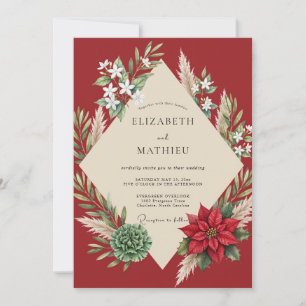 Convite Casamento Crimson Poinsettia Winter Sage