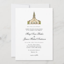 Convite Casamento Cristão da Capela de Watercolor