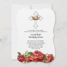Convite Casamento Cristão das Rosas vermelhas Lovebird
