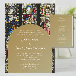 Convite Casamento Cristão de Vidro Estreito Elegante