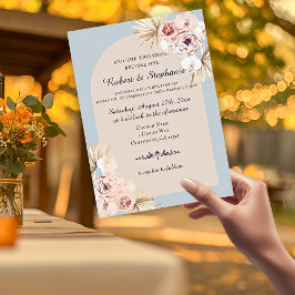 Convite Casamento Cristão Elegante Boho Primavera Peony