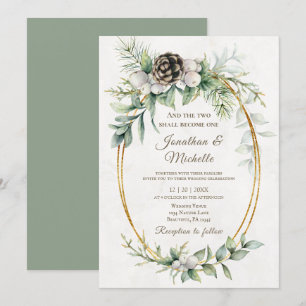 Convite Casamento Cristão Floral de Natal Elegante