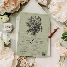 Casamento Cristão Moderno em Verde Sage Floral Vin