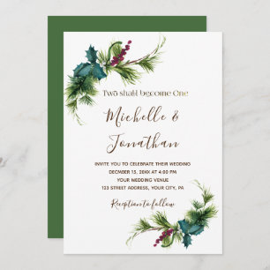 Convite Casamento Cristão Simples Evergreen Greenery Flora