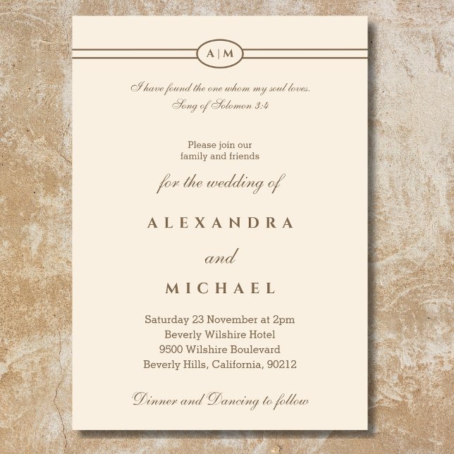 Convite Casamento Cristão Verso e Bíblia de Taupe Cream (Criador carregado)